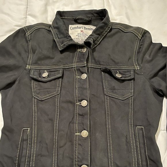 COMFORT DENIM  BLACK  JACKET YOUTH XL OR  LADIES  XS SMALL  FROM PAKISTAN - Picture 4 of 9